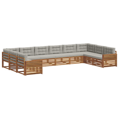 Set divani con cuscino 10 pcs Grigio Naturale e Chiaro