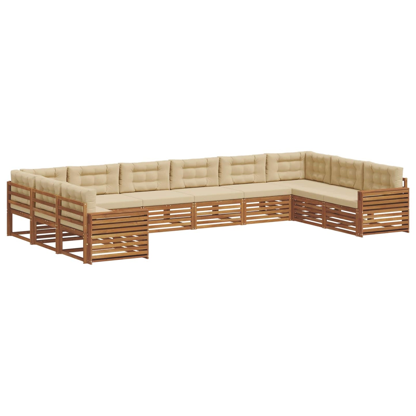 Set divani 10 pcs Naturale e Beige Legno di Acacia Massello