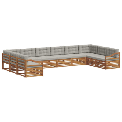 Set divani con cuscino 10 pcs Grigio Naturale e Chiaro