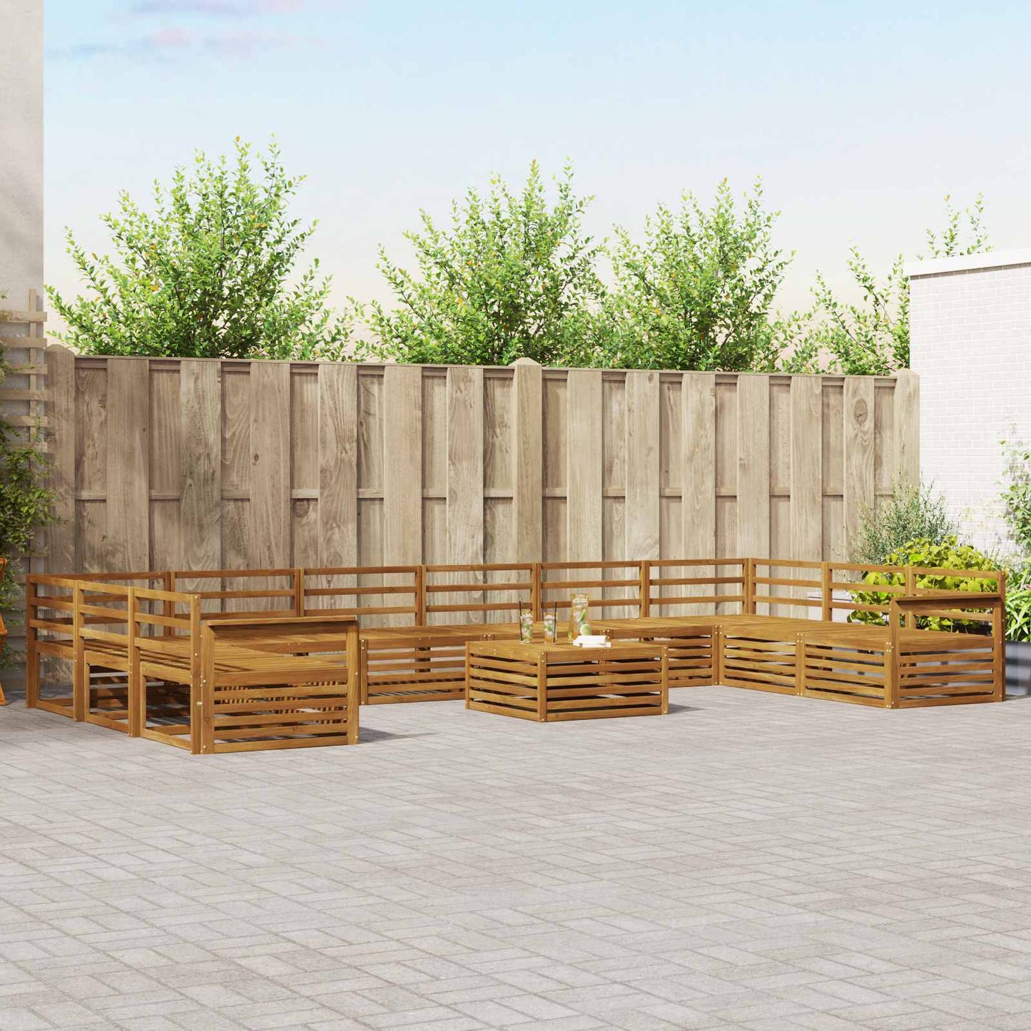 Set divani 11 pcs Naturale Legno di Acacia Massello