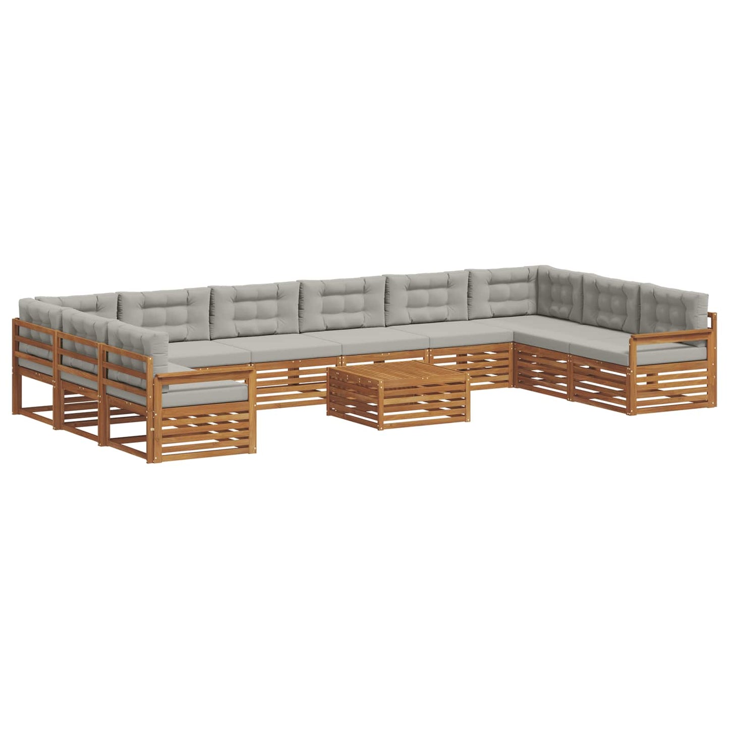 Set divani con cuscino 11 pcs Grigio Naturale e Chiaro