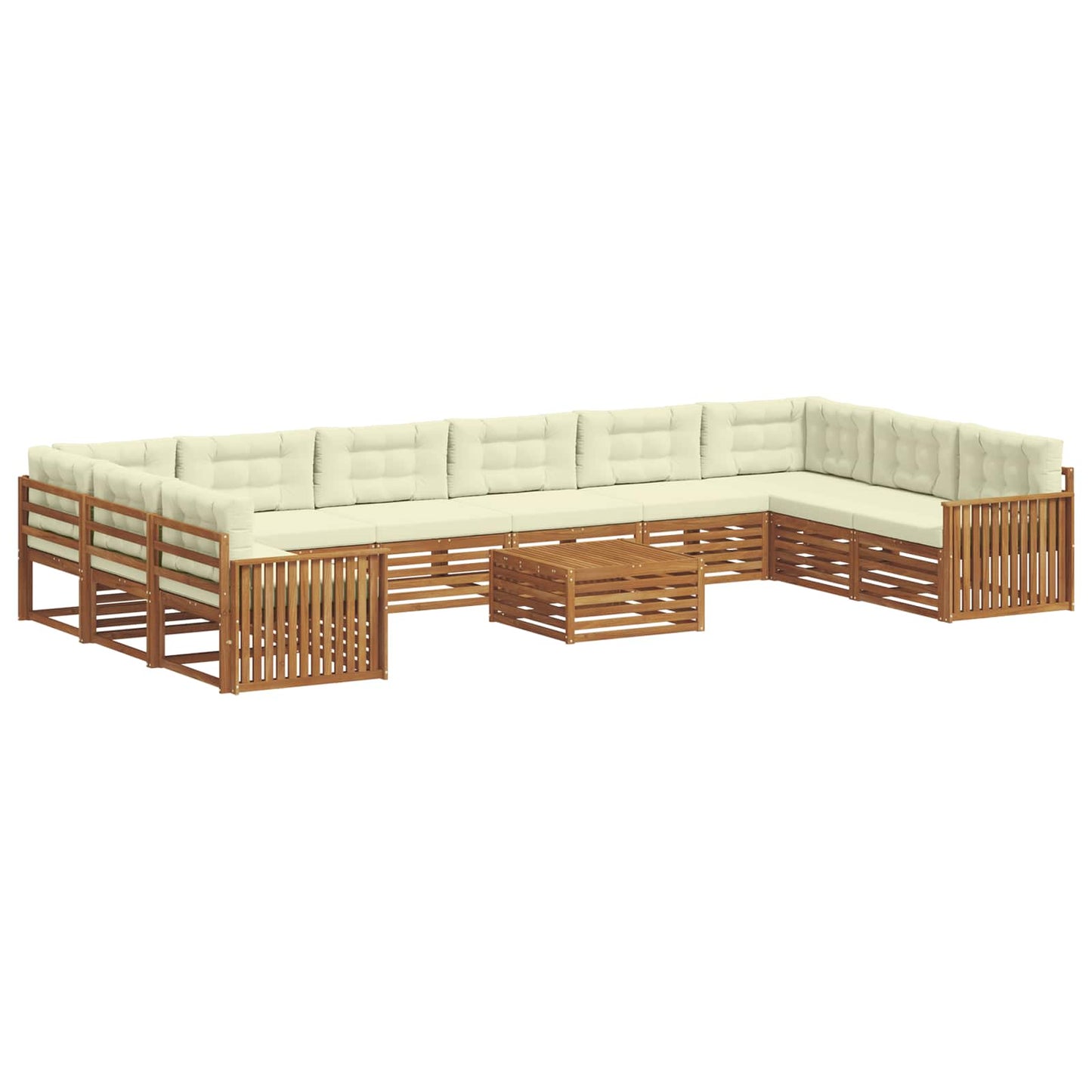 Set divani 11 pcs Naturale e Crema Legno di Acacia Massello