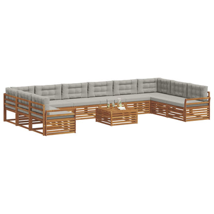 Set divani con cuscino 11 pcs Grigio Naturale e Chiaro