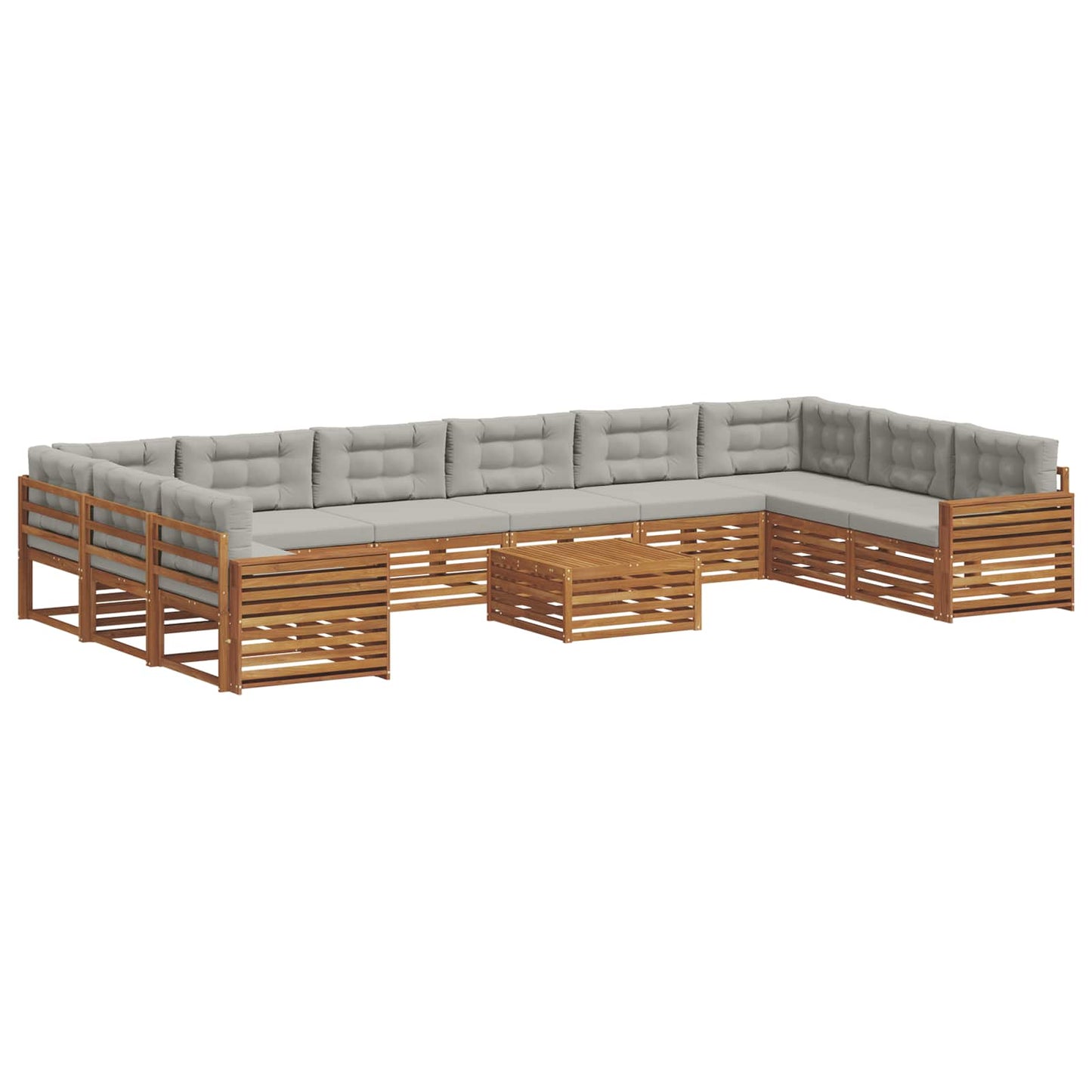 Set divani con cuscino 11 pcs Grigio Naturale e Chiaro
