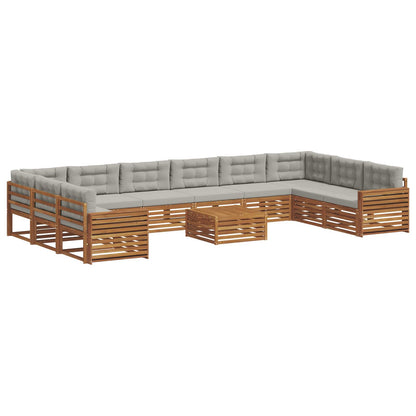 Set divani con cuscino 11 pcs Grigio Naturale e Chiaro
