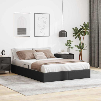 Letto con Contenitore Nero 135 x 190 cm Pelle sintetica