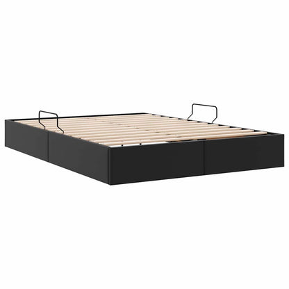 Letto con Contenitore Nero 135 x 190 cm Pelle sintetica