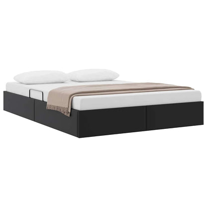 Letto con Contenitore Nero 135 x 190 cm Pelle sintetica