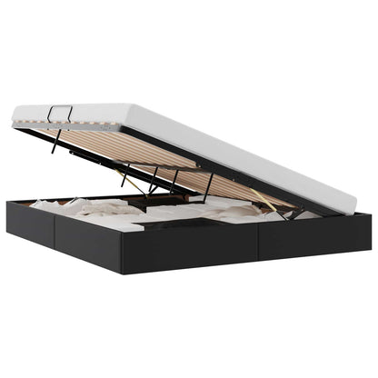 Letto con Contenitore Nero 180 x 200 cm Pelle sintetica
