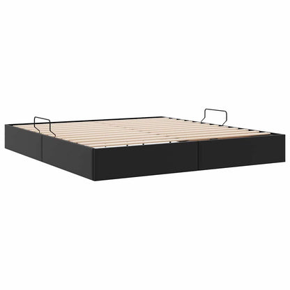 Letto con Contenitore Nero 180 x 200 cm Pelle sintetica