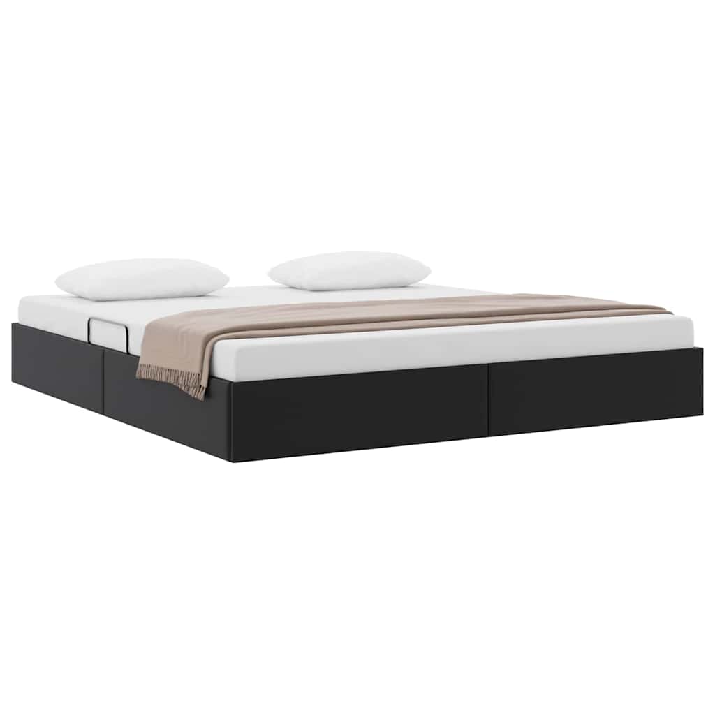 Letto con Contenitore Nero 180 x 200 cm Pelle sintetica