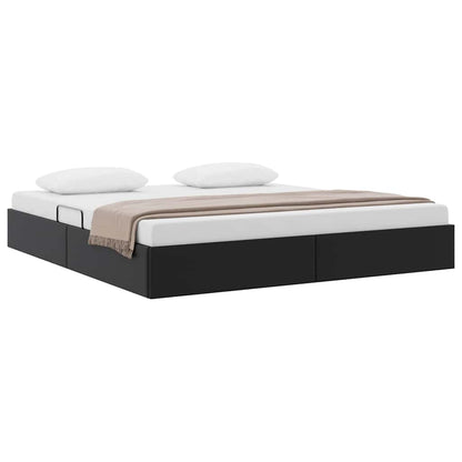 Letto con Contenitore Nero 180 x 200 cm Pelle sintetica