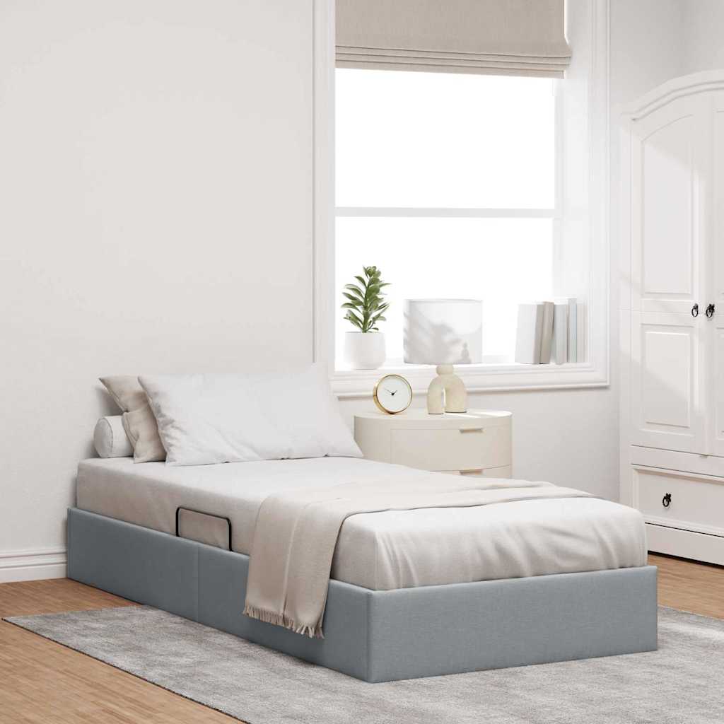 Letto con Contenitore Grigio chiaro 90 x 190 cm Tessuto