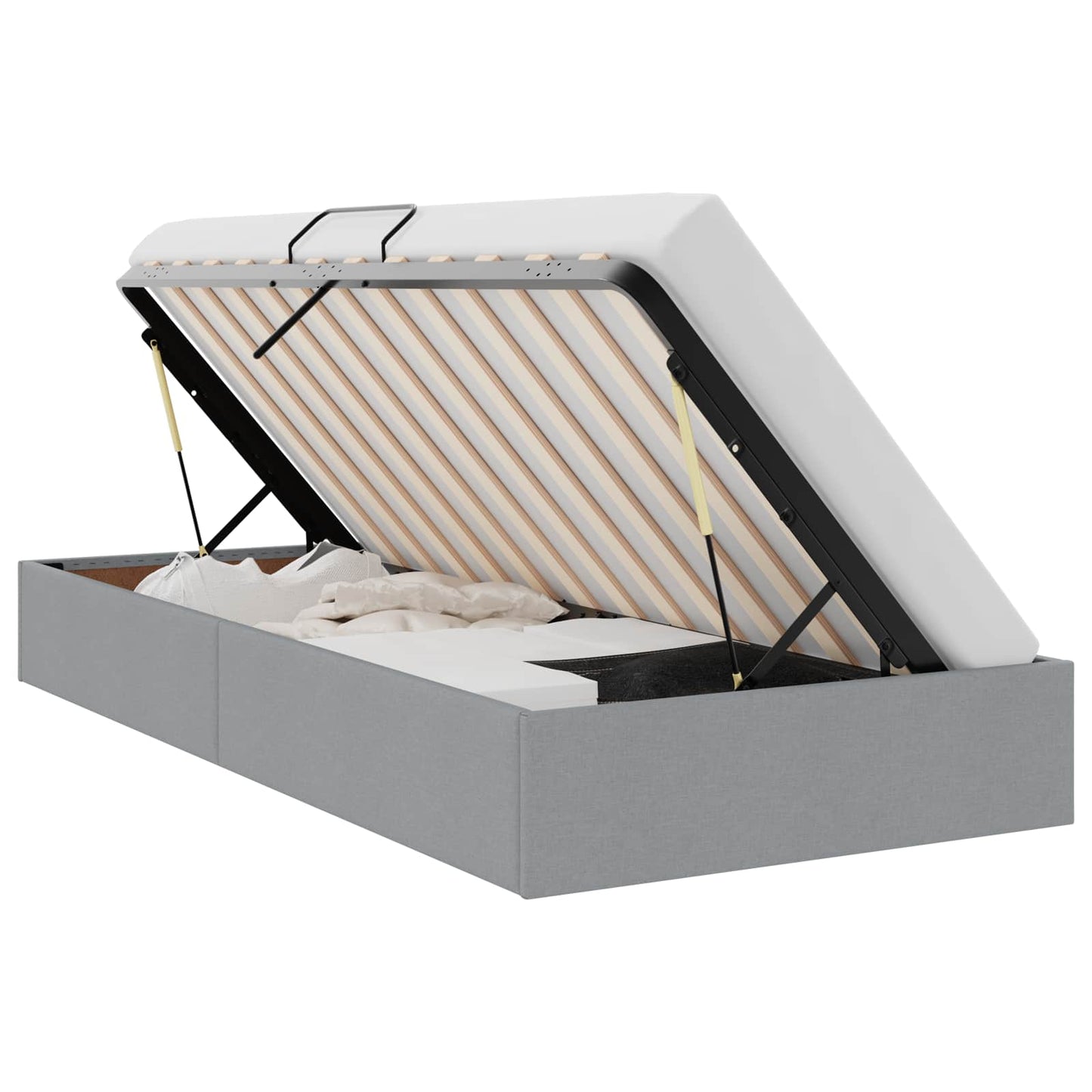 Letto con Contenitore Grigio chiaro 90 x 190 cm Tessuto