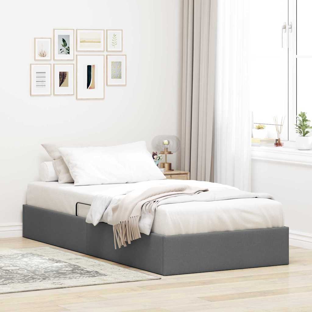 Letto con Contenitore Grigio scuro 90 x 190 cm Tessuto