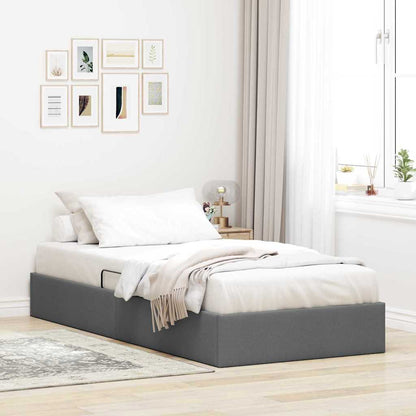 Letto con Contenitore Grigio scuro 90 x 190 cm Tessuto
