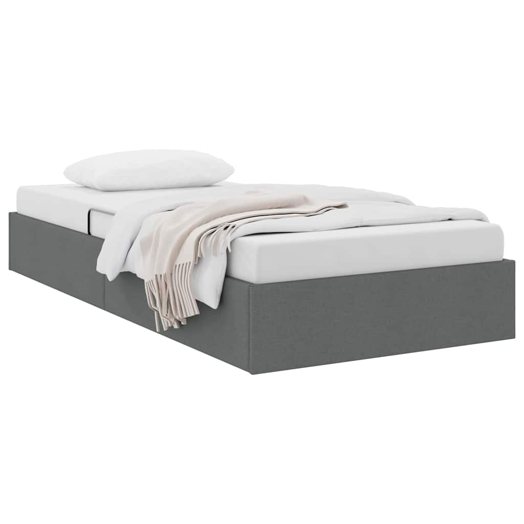 Letto con Contenitore Grigio scuro 90 x 190 cm Tessuto