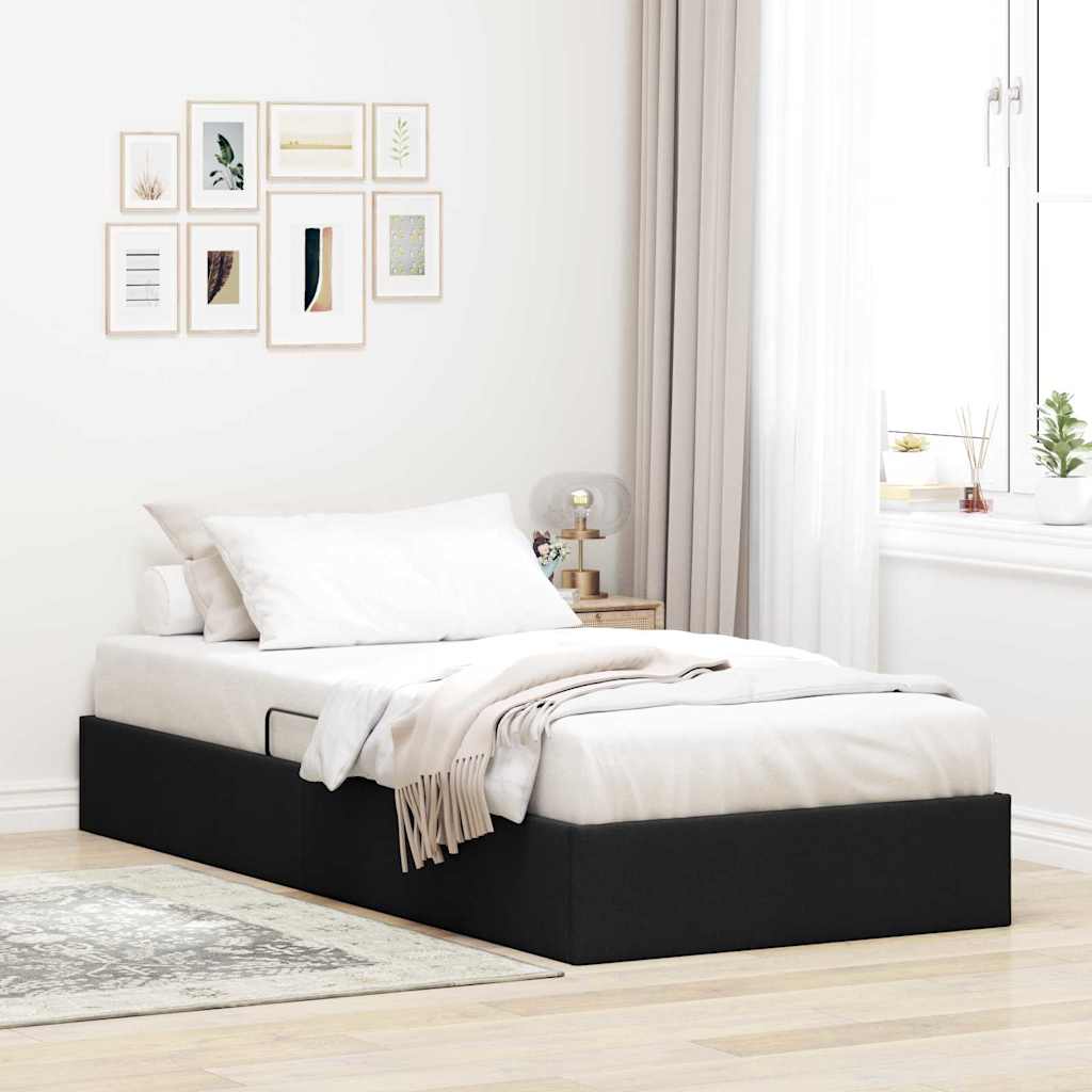 Letto con Contenitore con materasso Nero 90 x 190 cm Tessuto