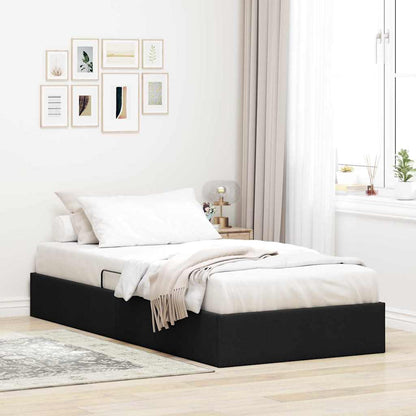 Letto con Contenitore con materasso Nero 90 x 190 cm Tessuto