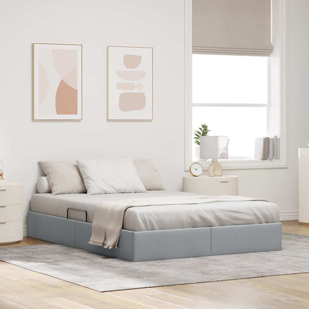 Letto con Contenitore Grigio chiaro 135 x 190 cm Tessuto
