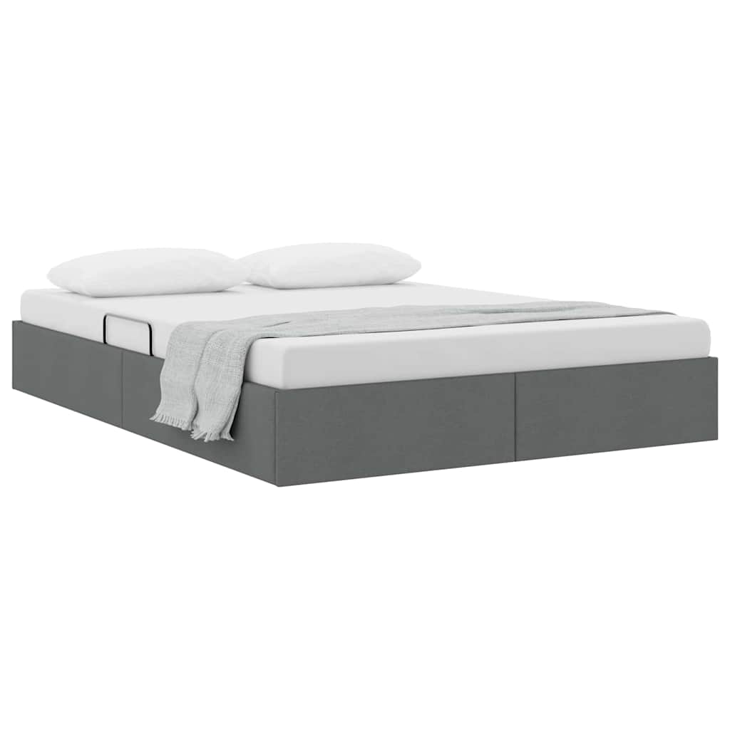 Letto con Contenitore Grigio scuro 135 x 190 cm Tessuto