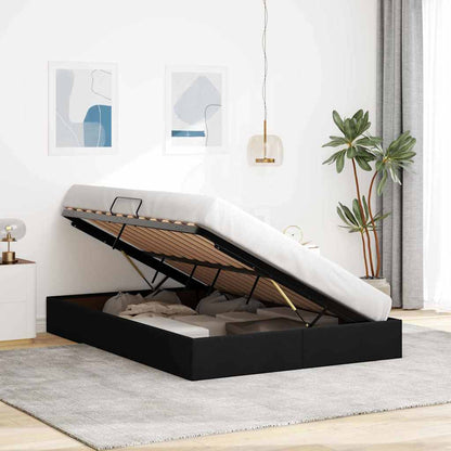 Letto con Contenitore con materasso Nero 135 x 190 cm Tessuto