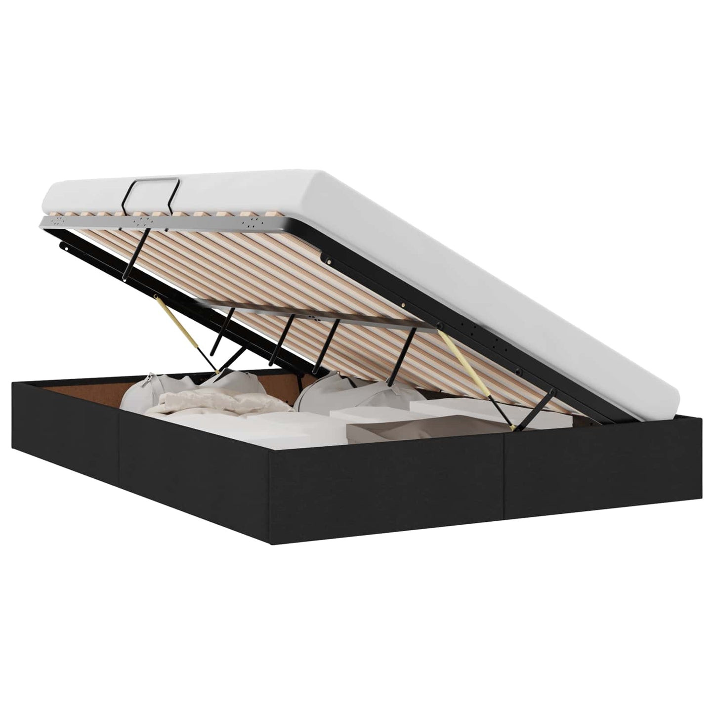 Letto con Contenitore con materasso Nero 135 x 190 cm Tessuto
