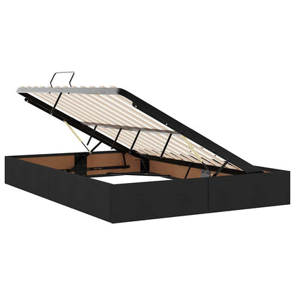 Letto con Contenitore con materasso Nero 135 x 190 cm Tessuto