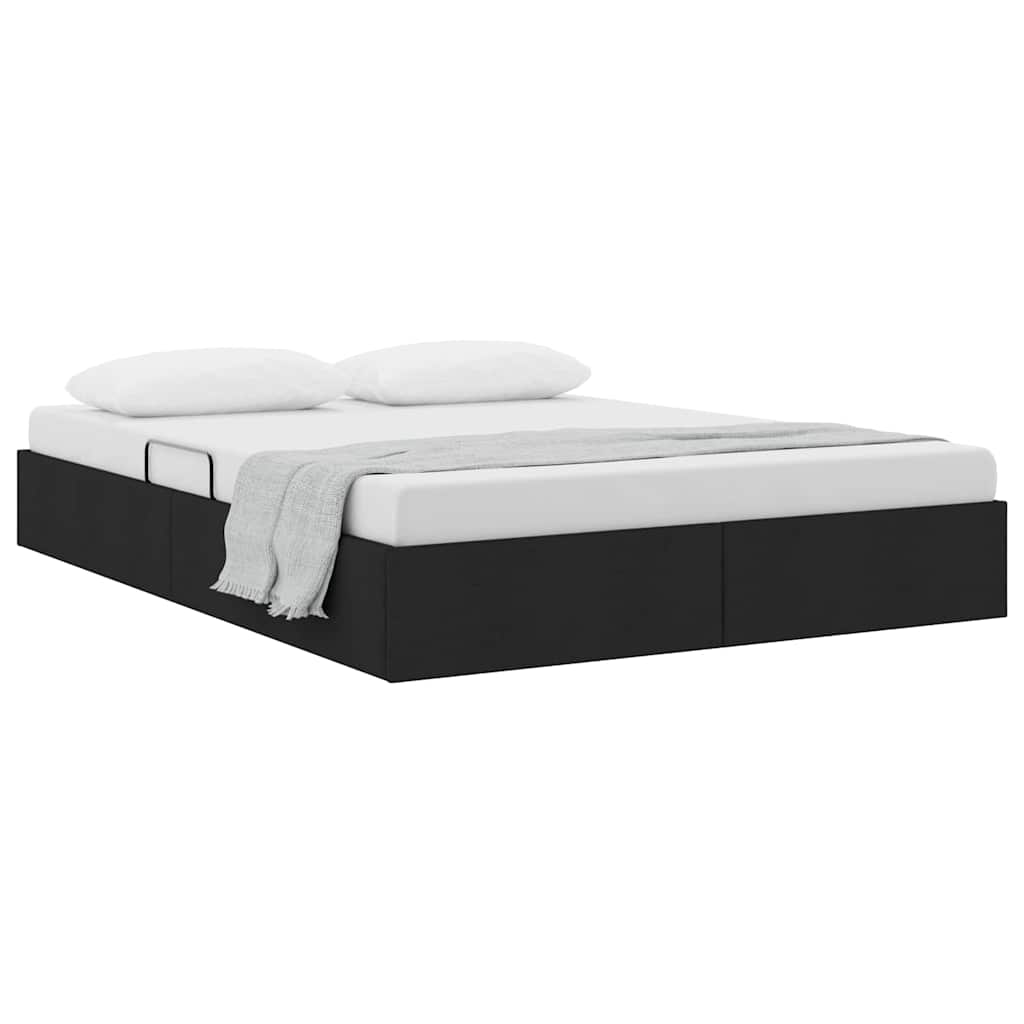Letto con Contenitore con materasso Nero 135 x 190 cm Tessuto