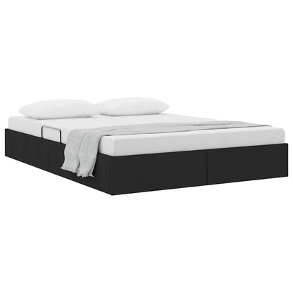 Letto con Contenitore con materasso Nero 135 x 190 cm Tessuto