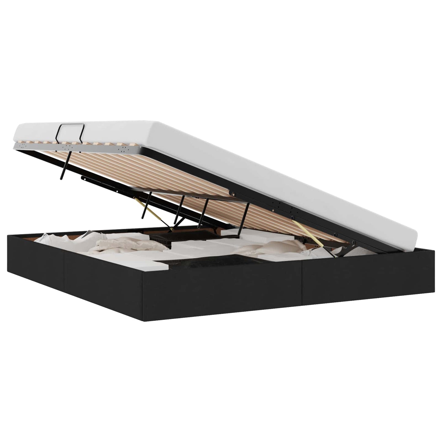 Letto con Contenitore con materasso Nero 180 x 200 cm Tessuto