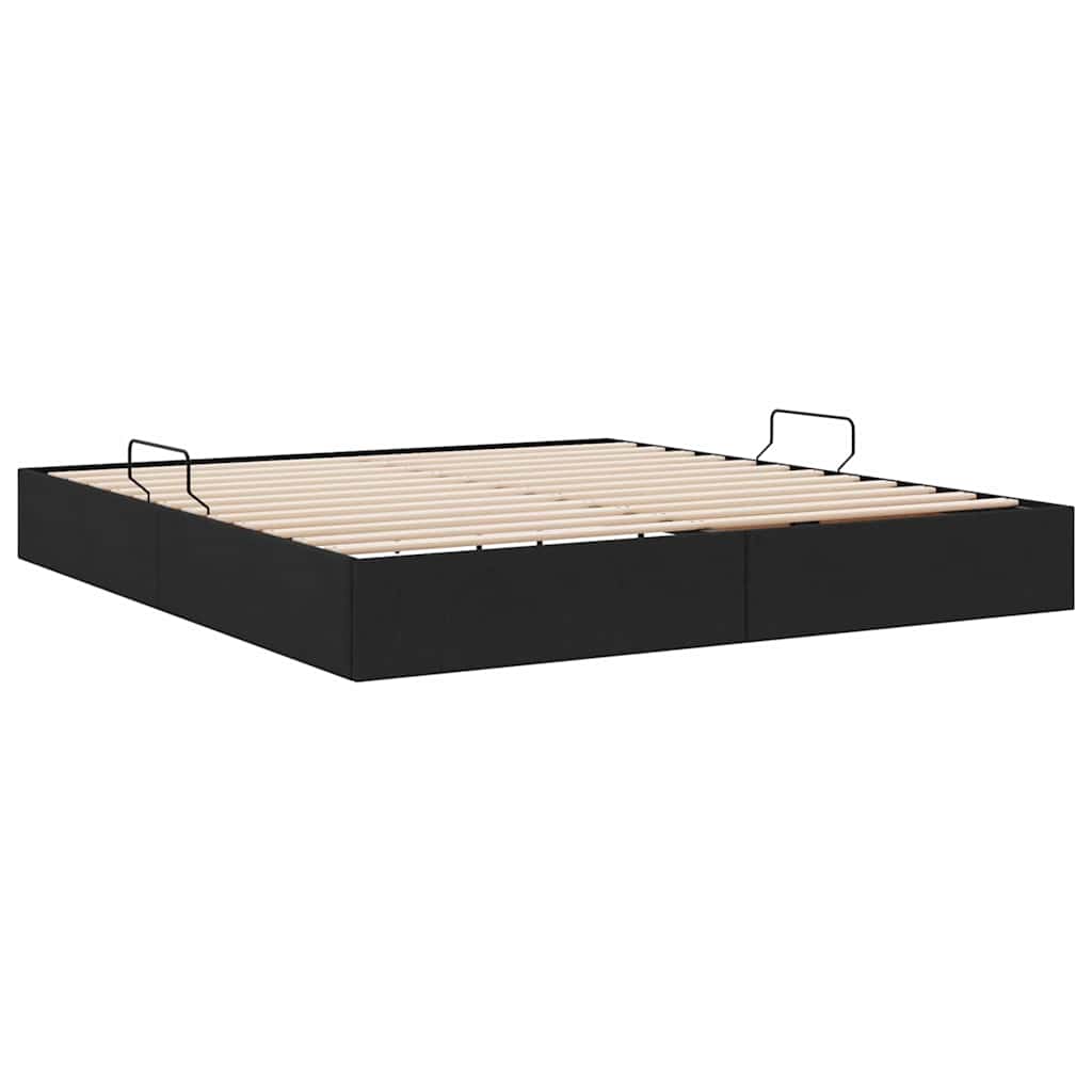 Letto con Contenitore con materasso Nero 180 x 200 cm Tessuto
