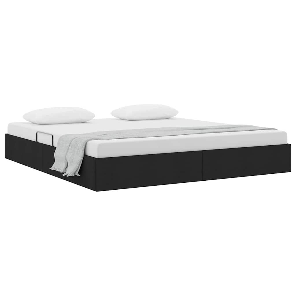 Letto con Contenitore con materasso Nero 180 x 200 cm Tessuto