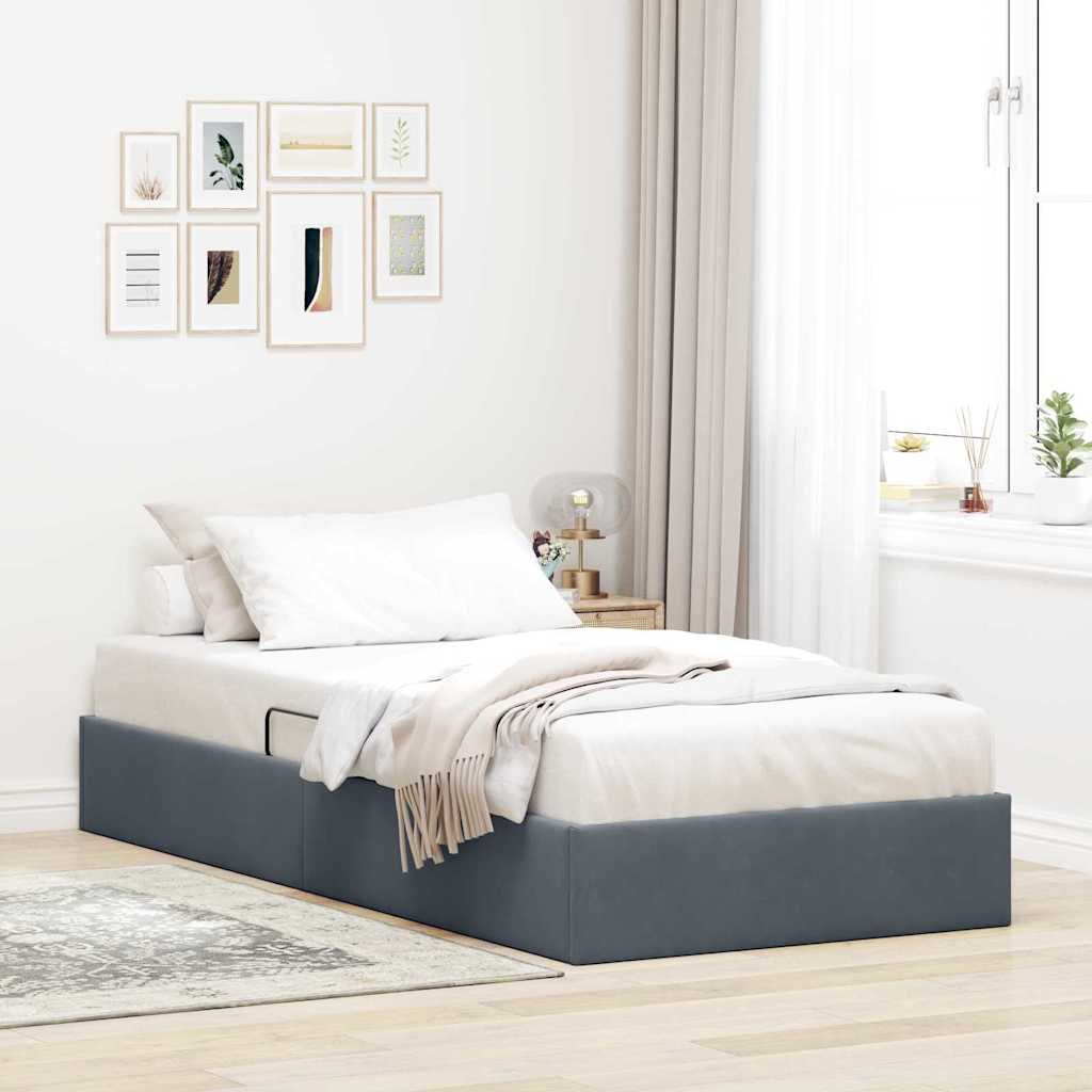 Letto con Contenitore Grigio scuro 90 x 190 cm Velluto