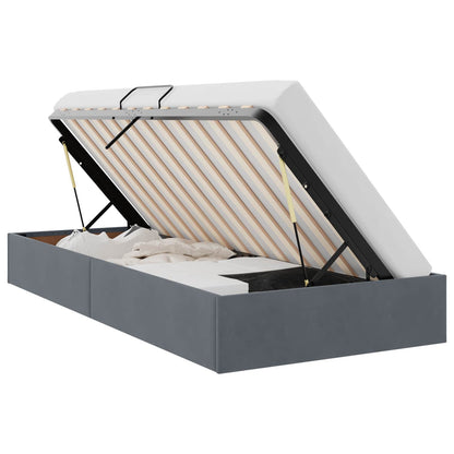 Letto con Contenitore Grigio scuro 90 x 190 cm Velluto