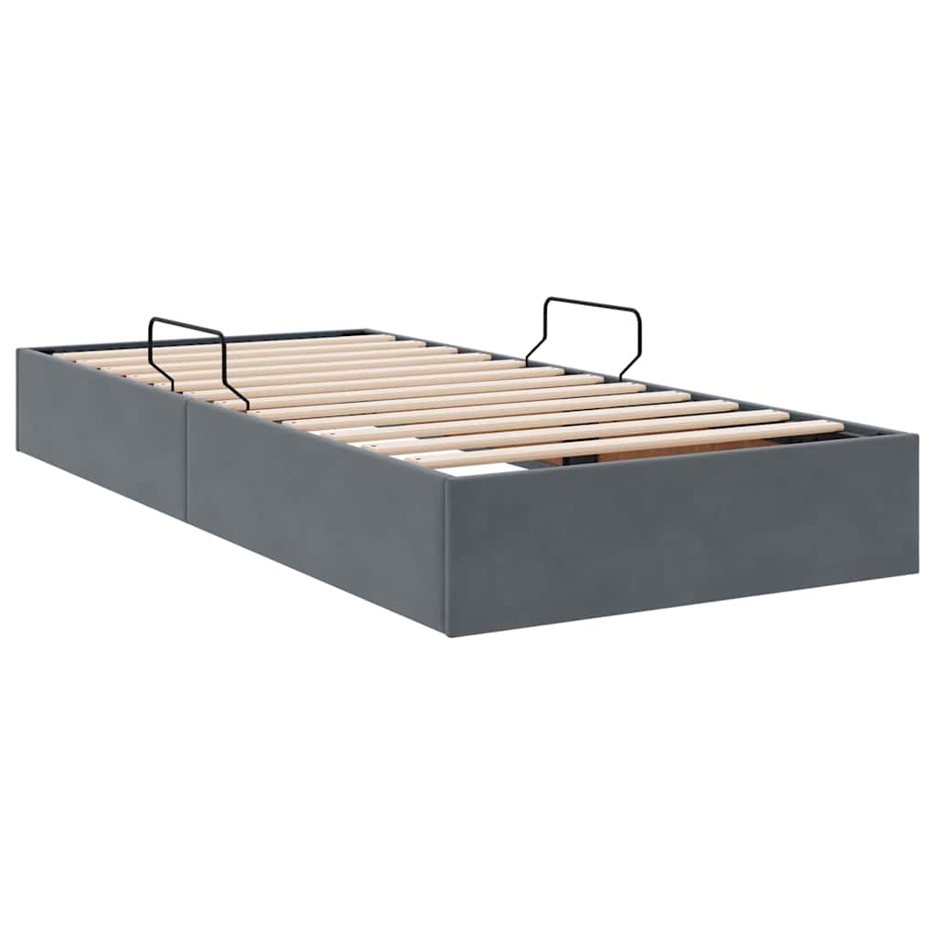 Letto con Contenitore Grigio scuro 90 x 190 cm Velluto