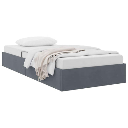 Letto con Contenitore Grigio scuro 90 x 190 cm Velluto