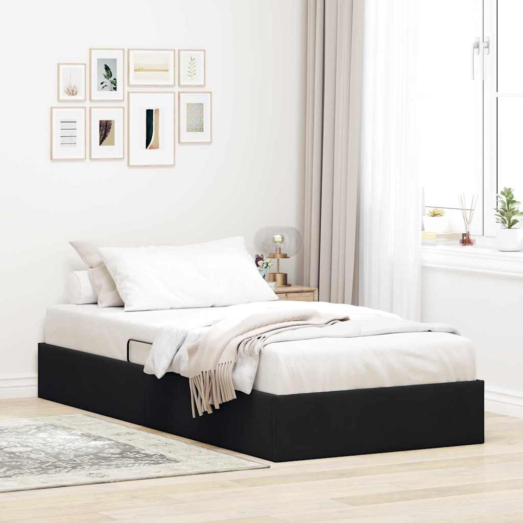 Letto con Contenitore con materasso Nero 90 x 190 cm Velluto