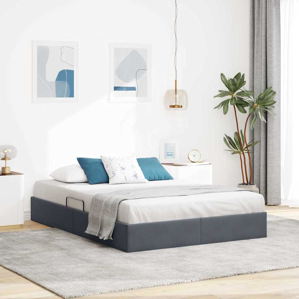 Letto con Contenitore Grigio scuro 135 x 190 cm Velluto