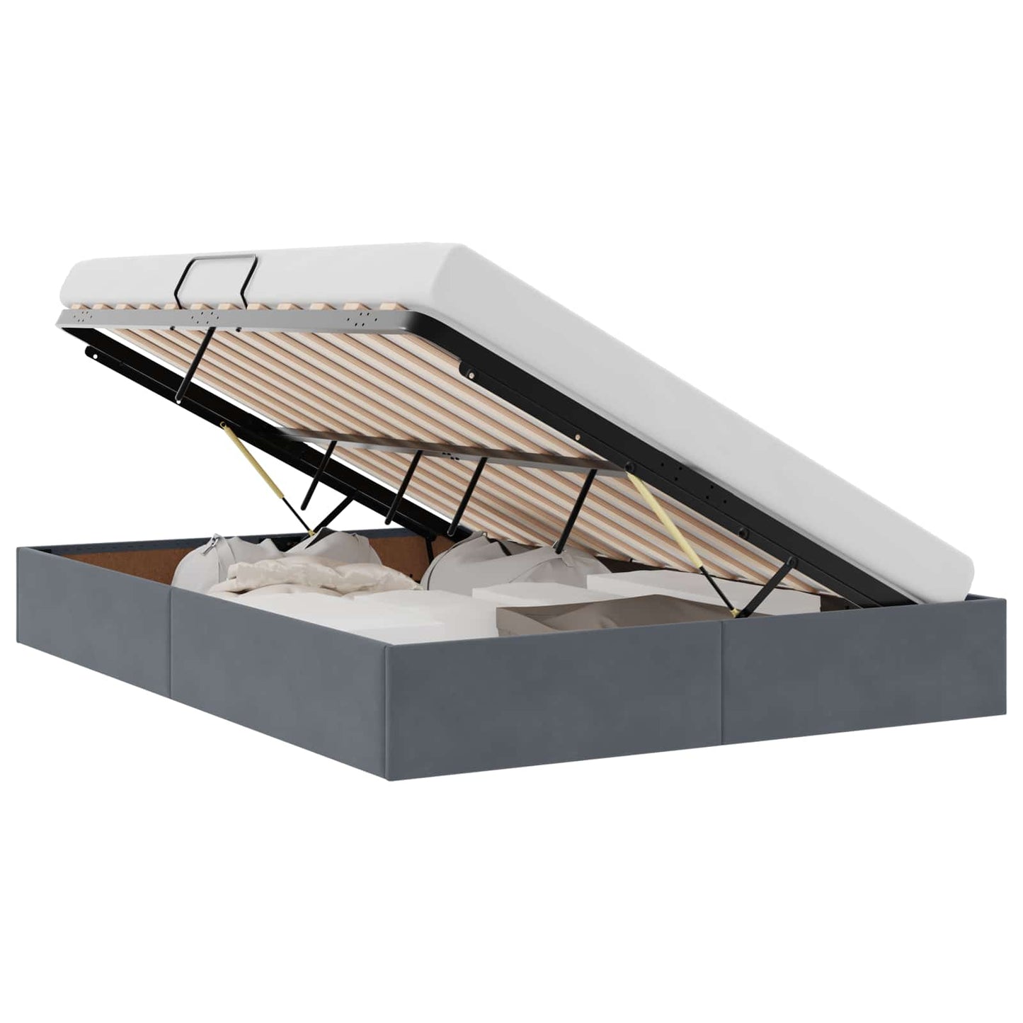 Letto con Contenitore Grigio scuro 135 x 190 cm Velluto