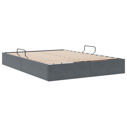Letto con Contenitore Grigio scuro 135 x 190 cm Velluto