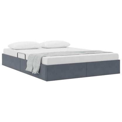 Letto con Contenitore Grigio scuro 135 x 190 cm Velluto