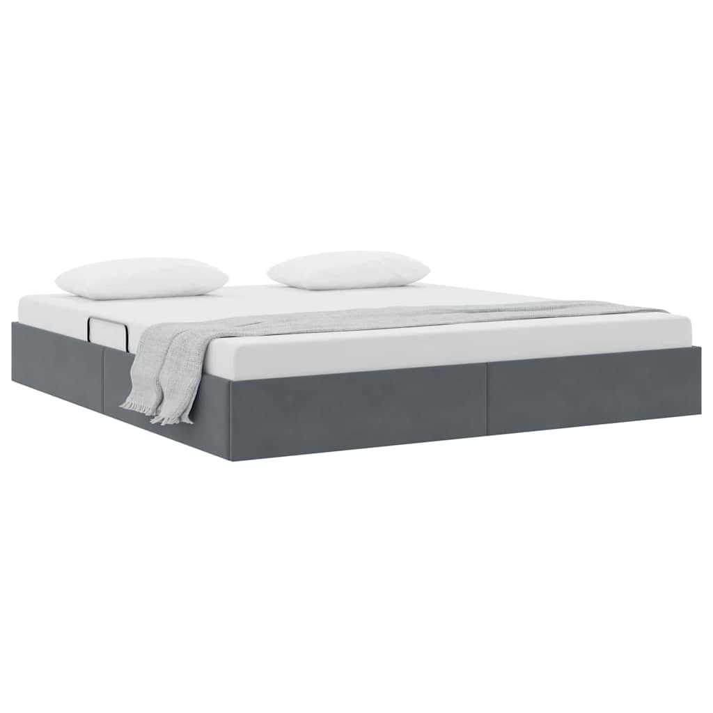 Letto con Contenitore Grigio scuro 180 x 200 cm Velluto