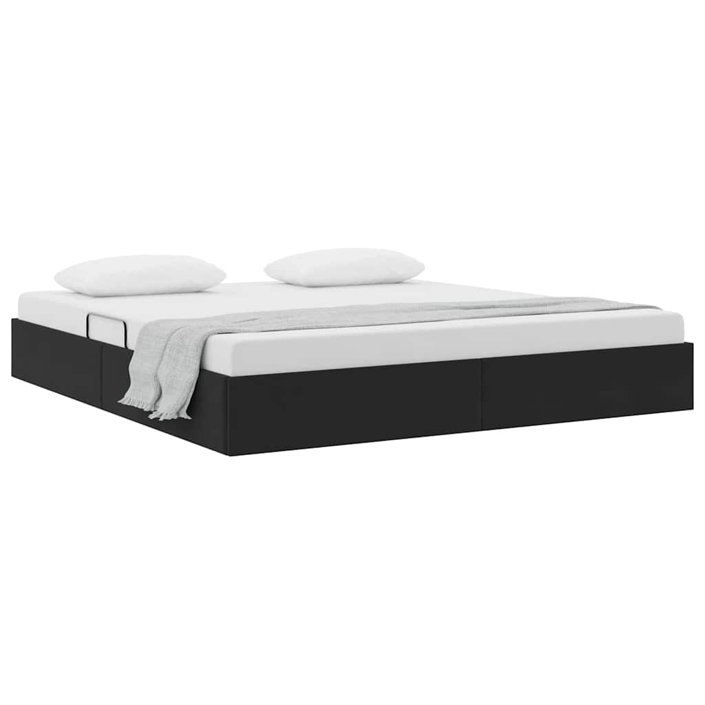 Letto con Contenitore con materasso Nero 180 x 200 cm Velluto
