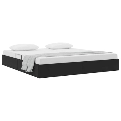 Letto con Contenitore con materasso Nero 180 x 200 cm Velluto