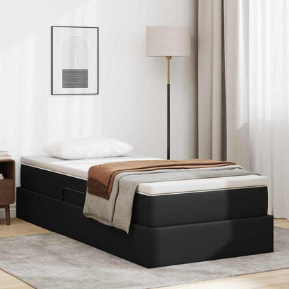 Letto con contenitore e materasso Nero 90 x 190 cm