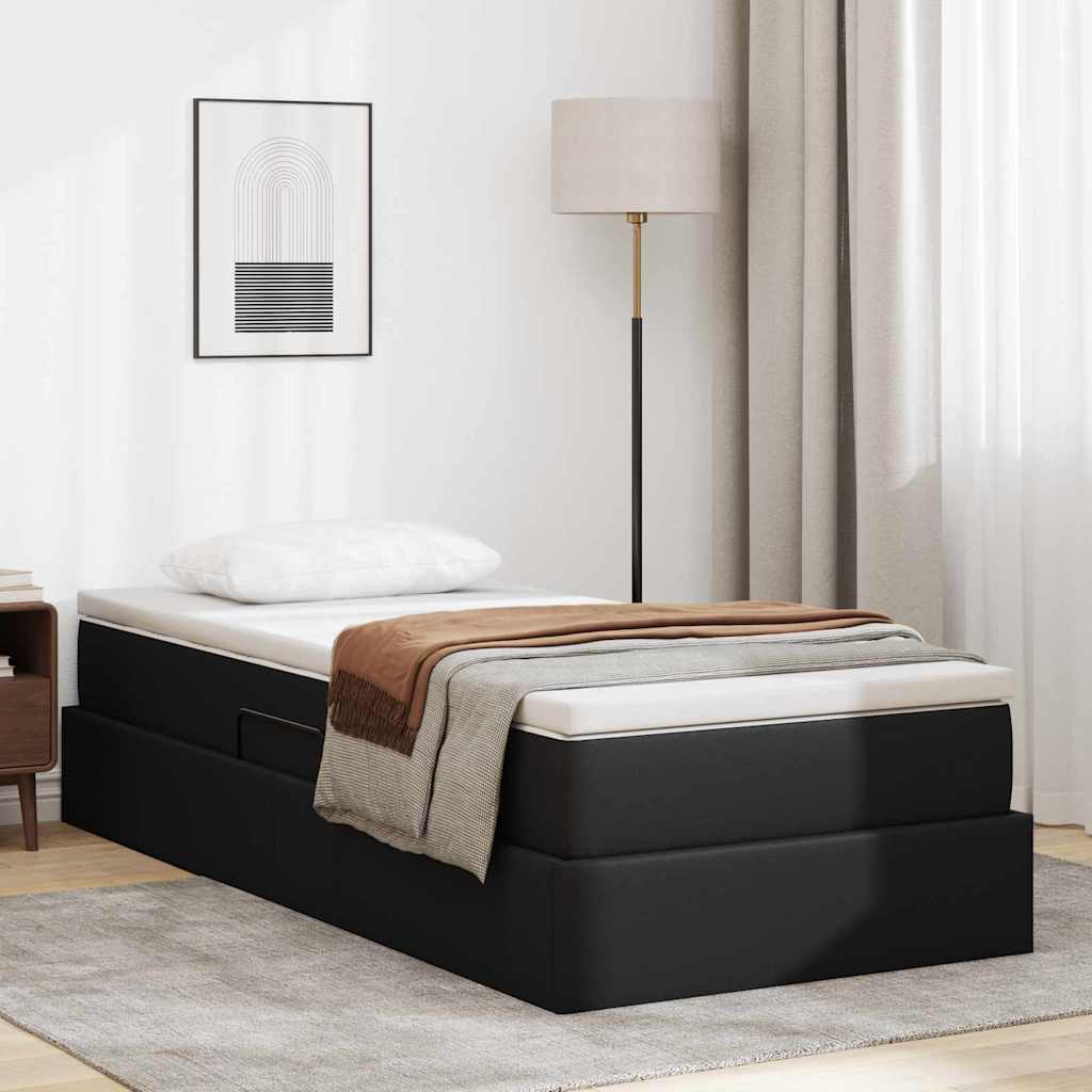 Letto con contenitore e materasso Nero 90 x 200 cm
