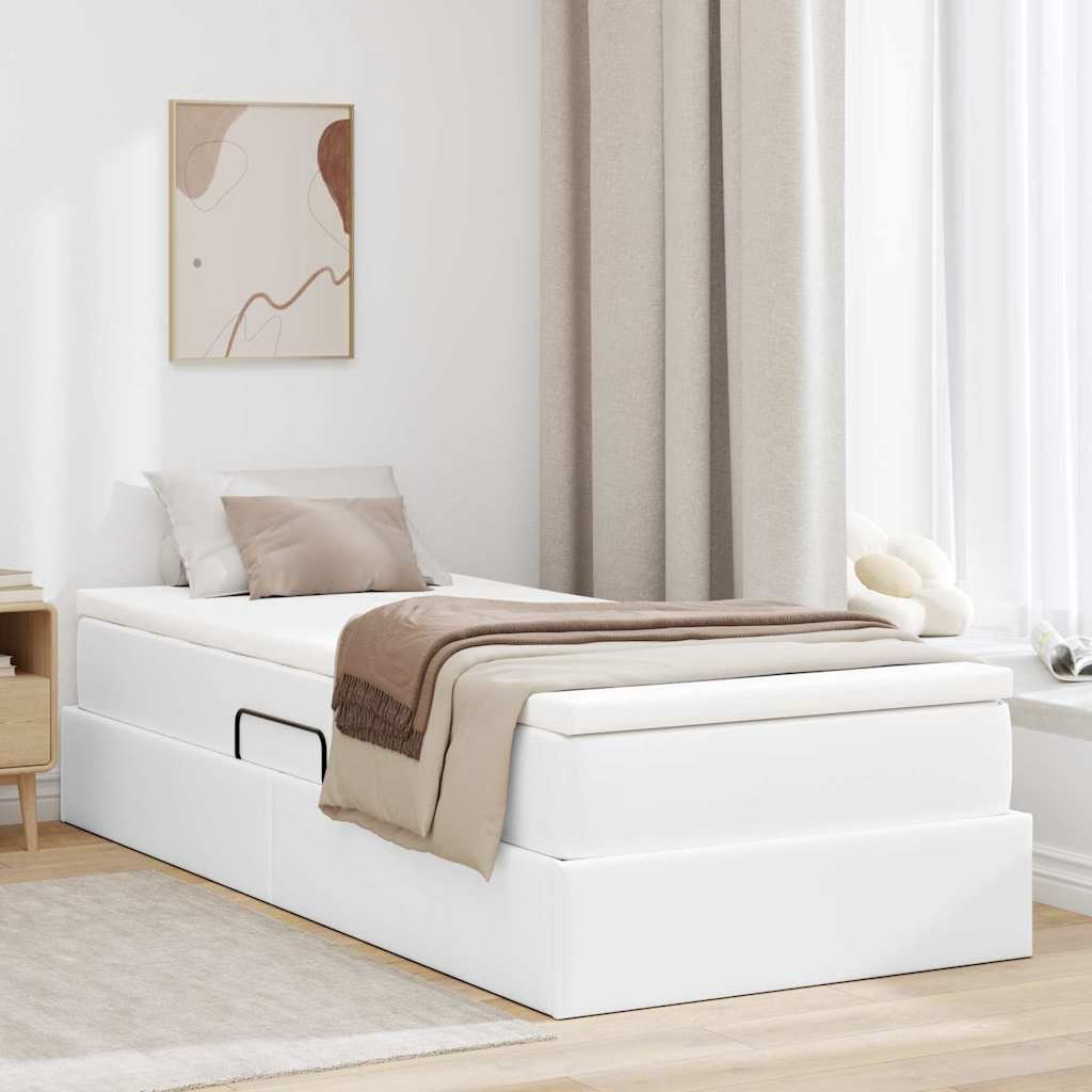 Letto con contenitore e materasso Bianco 90 x 200 cm