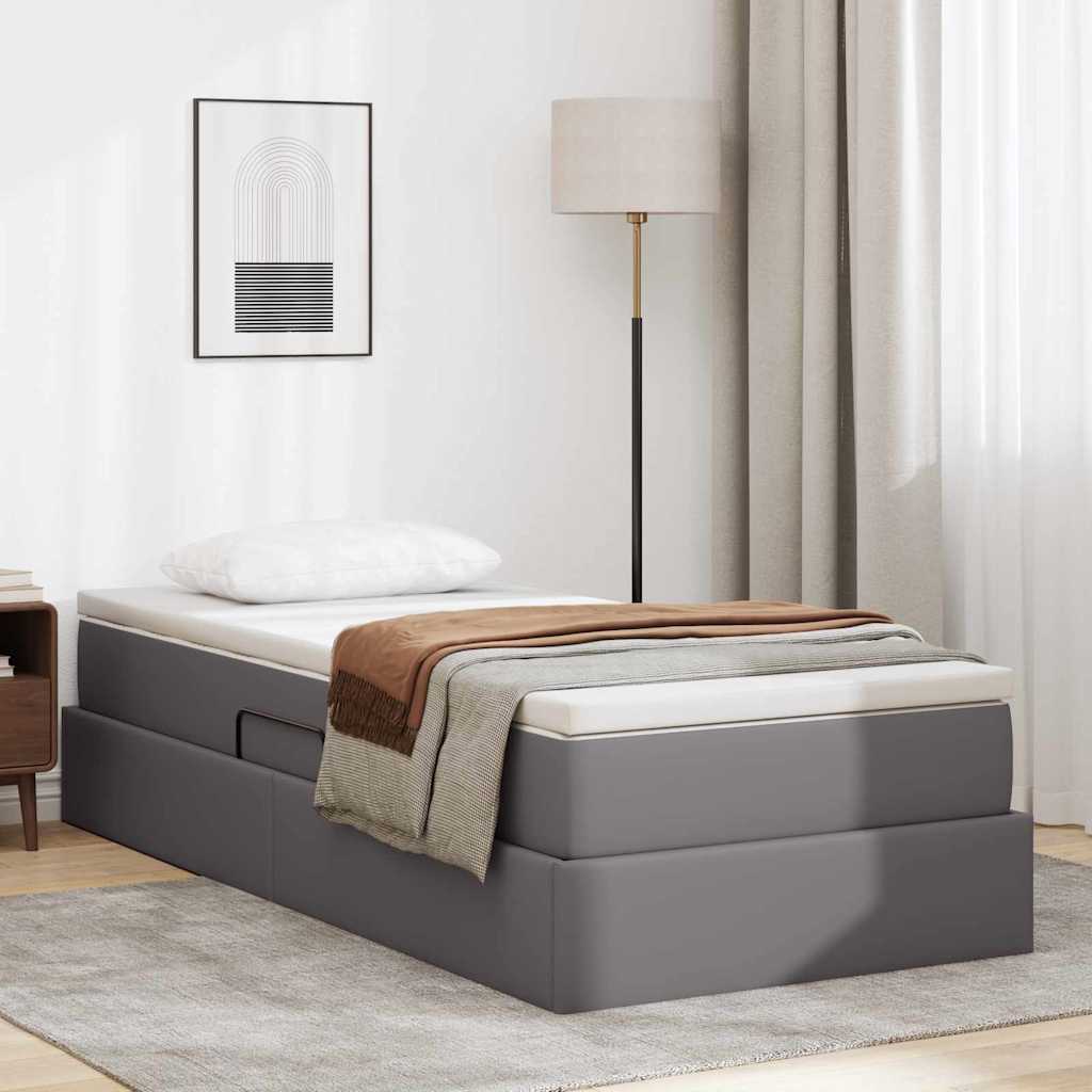 Letto con contenitore e materasso Grigio 100 x 200 cm