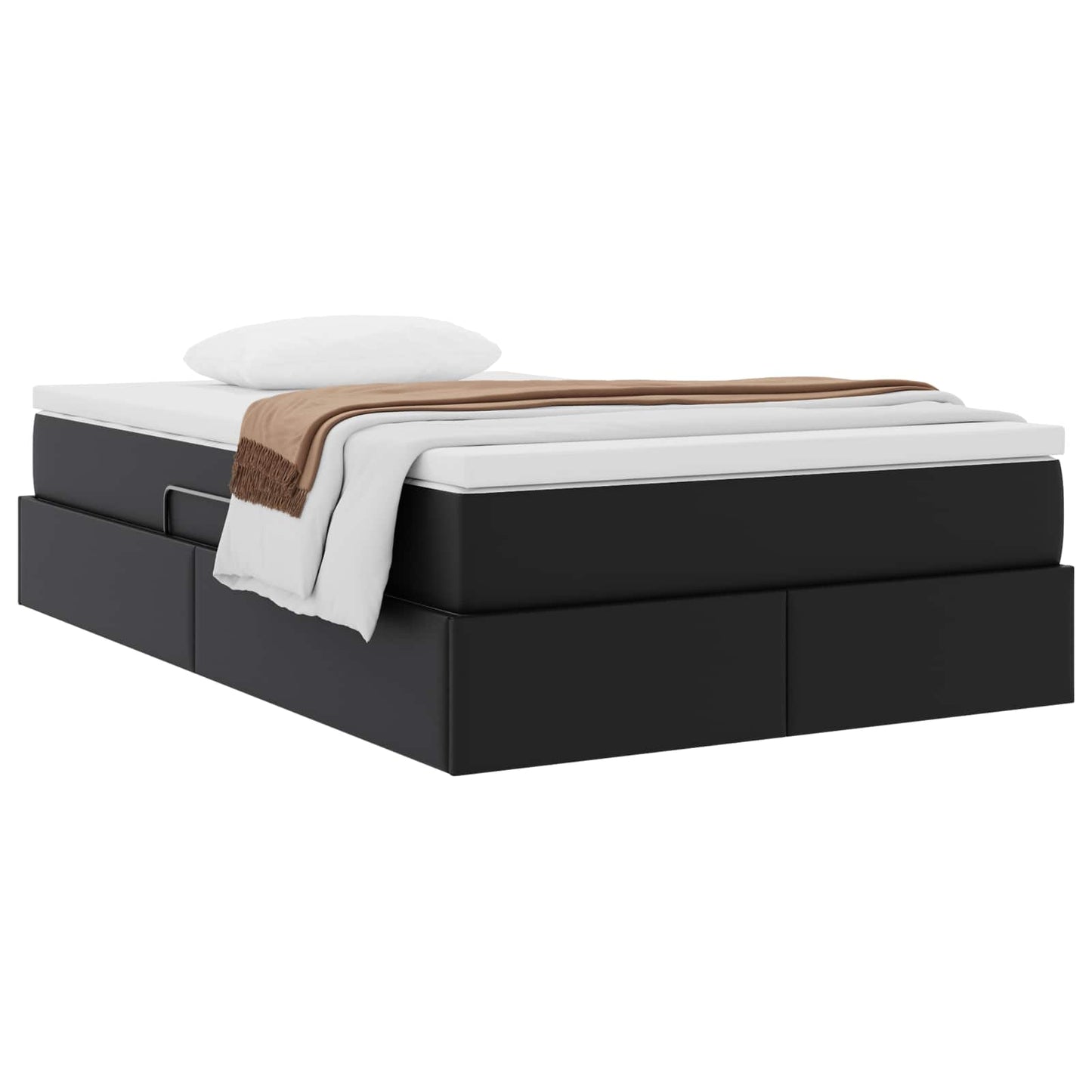 Letto con contenitore e materasso Nero 120 x 190 cm